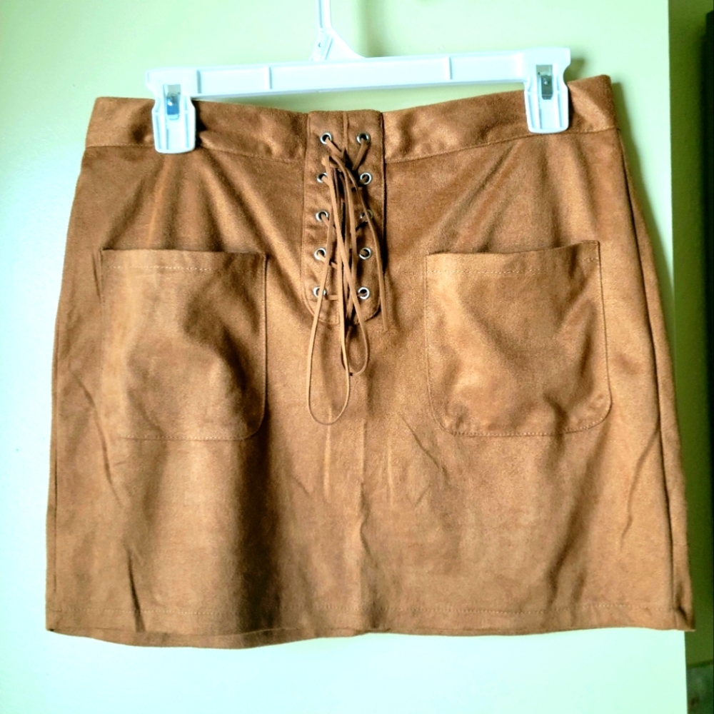 Tan Suede Mini Skirt